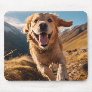 Happy Golden Retriever Running Mousepad