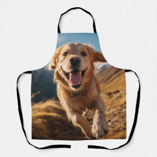 Happy Golden Retriever Running Schürze