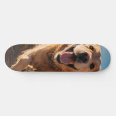 Happy Golden Retriever Running Skateboard (Horizontal)