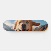 Happy Golden Retriever Running Skateboard (Horizontal)
