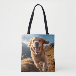 Happy Golden Retriever Running Tasche