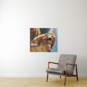 Happy Golden Retriever Running Wandteppich (Beispiel (Horizontal))