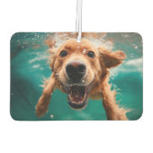 Happy Golden Retriever Schwimmen unter Wasser Autolufterfrischer (Rückseite)