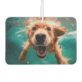 Happy Golden Retriever Schwimmen unter Wasser Autolufterfrischer (Vorderseite)