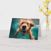 Happy Golden Retriever Schwimmen unter Wasser Karte (Gelbe Blume)