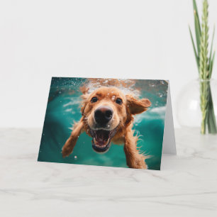 Happy Golden Retriever Schwimmen unter Wasser Karte