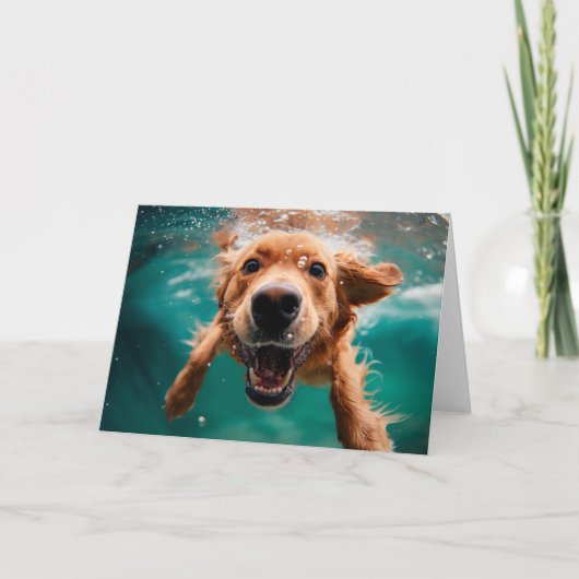 Happy Golden Retriever Schwimmen unter Wasser Karte (Vorderseite)