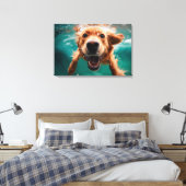 Happy Golden Retriever Schwimmen unter Wasser Leinwanddruck (Insitu (Schlafzimmer))