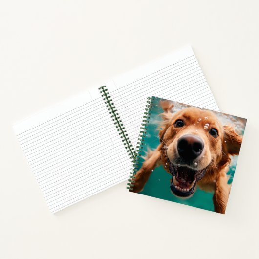 Happy Golden Retriever Schwimmen unter Wasser Notizblock (Innenseite)
