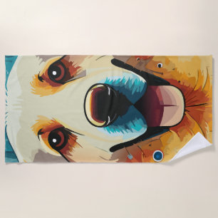 Happy Golden Retriever Strandtuch