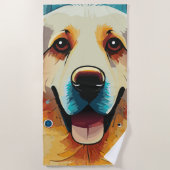 Happy Golden Retriever Strandtuch (Vorderseite)