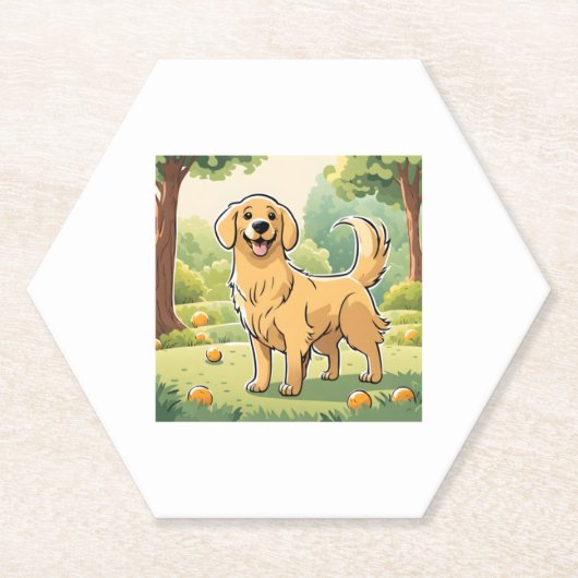 Happy Golden Retriever Untersetzer (Vorderseite)
