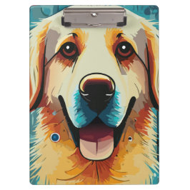 Happy Golden Retriever Vater Klemmbrett