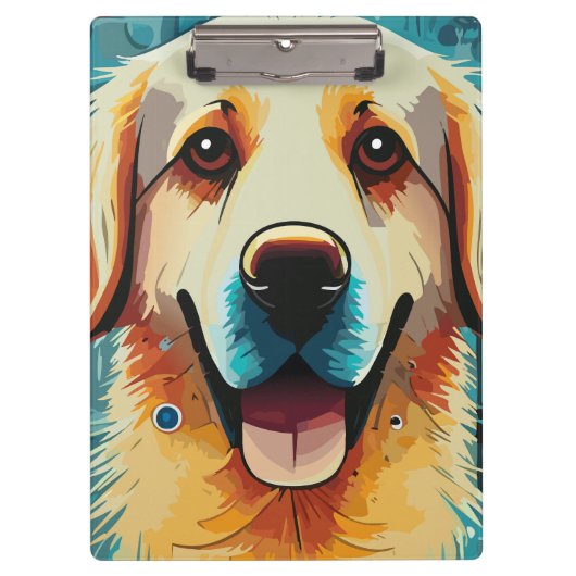 Happy Golden Retriever Vater Klemmbrett (Vorderseite)