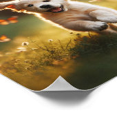 Happy Golden Retriever Welpe Morgenlicht Poster (Ecke)