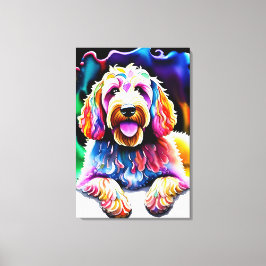 Happy Goldendoodle farbenfrohe Joyful Doodle Hund Leinwanddruck