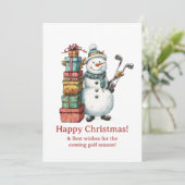 Happy Golfer Weihnachtskarte Feiertagskarte (Stehend Vorderseite)
