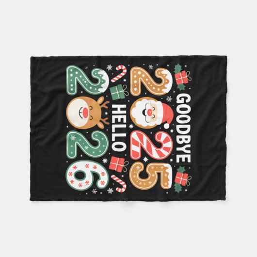 Happy Goodbye 2025 Hello 2026 Festive New Year Loo Fleecedecke (Vorderseite (Horizontal))