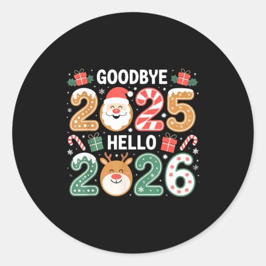 Happy Goodbye 2025 Hello 2026 Festive New Year Loo Runder Aufkleber (Vorderseite)