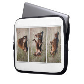 Happy Goofy Chocolate Labrador Pit Mix Dog Triptyc Laptopschutzhülle (Vorderseite Links)