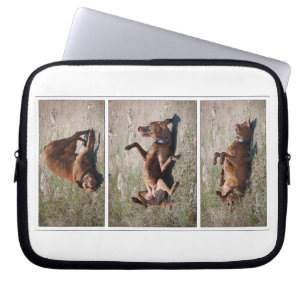 Happy Goofy Chocolate Labrador Pit Mix Dog Triptyc Laptopschutzhülle