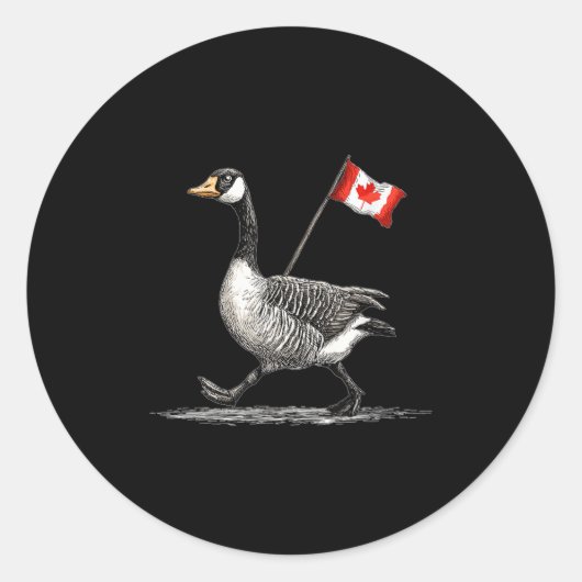 Happy Goose Costume mit kanadischer Flagge Runder Aufkleber (Vorderseite)