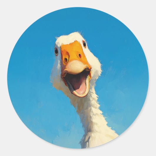 Happy Goose Under Blue Sky Runder Aufkleber (Vorderseite)