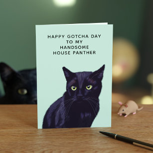 Happy Gotcha Day Black Cat Geburtstagskarte Karte