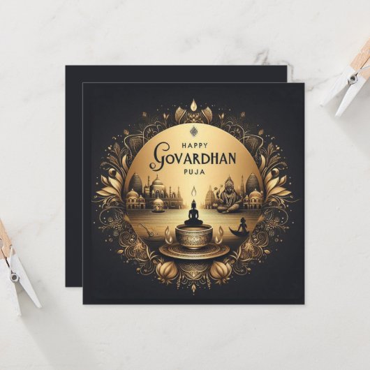 Happy Govardhan Puja Karte (Vorderseite/Rückseite Beispiel)