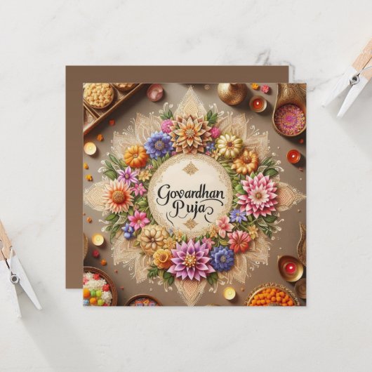 Happy Govardhan Puja Karte (Vorderseite/Rückseite Beispiel)