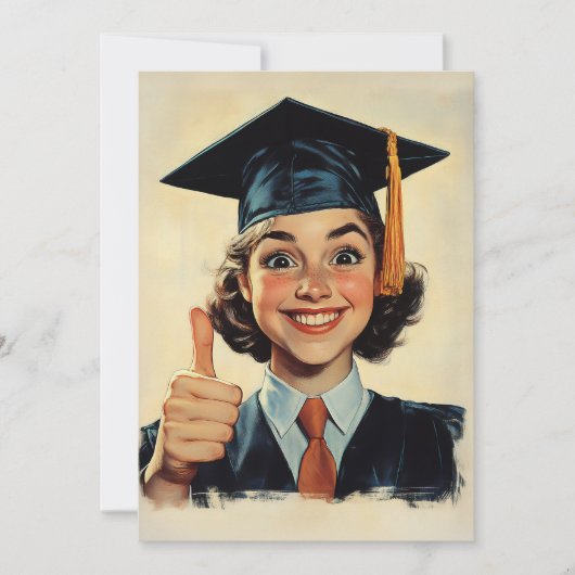 Happy Graduate, der ein Thumbs Up gibt Einladung (Vorderseite)