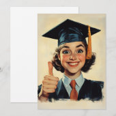 Happy Graduate, der ein Thumbs Up gibt Einladung (Vorne/Hinten)