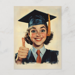 Happy Graduate, der ein Thumbs Up gibt Postkarte