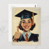 Happy Graduate, der ein Thumbs Up gibt Postkarte (Vorne/Hinten)