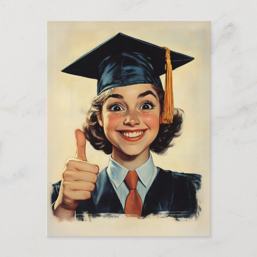 Happy Graduate, der ein Thumbs Up gibt Postkarte (Vorderseite)