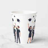 Happy Graduates Throwing Caps Celebration Pappbecher (Links)