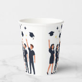 Happy Graduates Throwing Caps Celebration Pappbecher (Rechts)