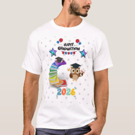 Happy Graduation 2026 - Cute Owl & Books T-Shirt