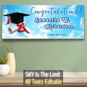 Happy Graduation Cap Diploma Glückwunschs Blue Sky Banner