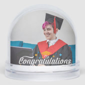 Happy Graduation Modern Script Personalized Photo Schneekugeln (Vorderseite)