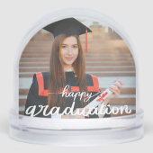 Happy Graduation Modern Script Personalized Photo Schneekugeln (Vorderseite)
