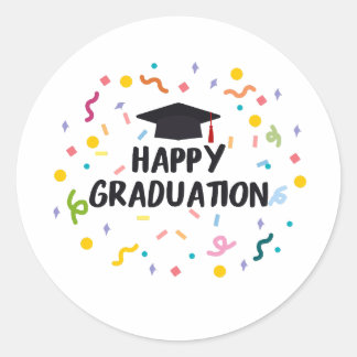 happy graduation runder aufkleber