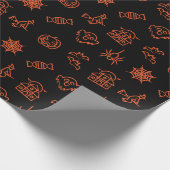 Happy grauenhaftes Halloween-Muster - Schwarz Geschenkpapier (Ecke)