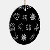 Happy grauenhaftes Halloween-Muster - Schwarz Keramik Ornament (Rechts)