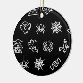 Happy grauenhaftes Halloween-Muster - Schwarz Keramik Ornament (Links)
