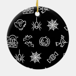 Happy grauenhaftes Halloween-Muster - Schwarz Keramik Ornament