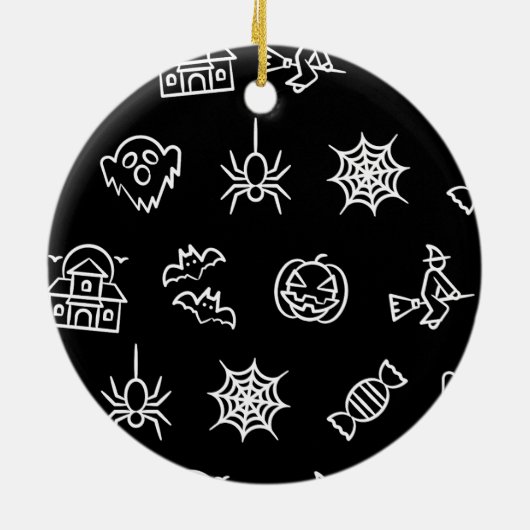 Happy grauenhaftes Halloween-Muster - Schwarz Keramik Ornament (Hinten)