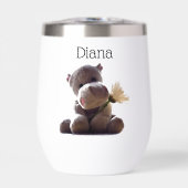 Happy Gray Hippo Holding Daisy, Niedliche Liebe Fo (Vorderseite)