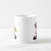 Happy Gray Hippo Holding Daisy, Niedliche Liebe Fo Kaffeetasse (Mittel)