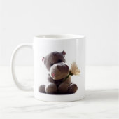 Happy Gray Hippo Holding Daisy, Niedliche Liebe Fo Kaffeetasse (Links)